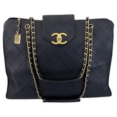 Chanel 1994 Black Quilted Supermodel XL Weekender Tote Bag 24k GHW 67419