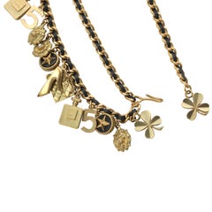 Chanel 1994 CC Lucky Charms Chain Belt Icon Gold and Black Leather