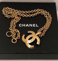 CHANEL 1994 CC Pendant Chain Necklace Vintage Gold Quilted