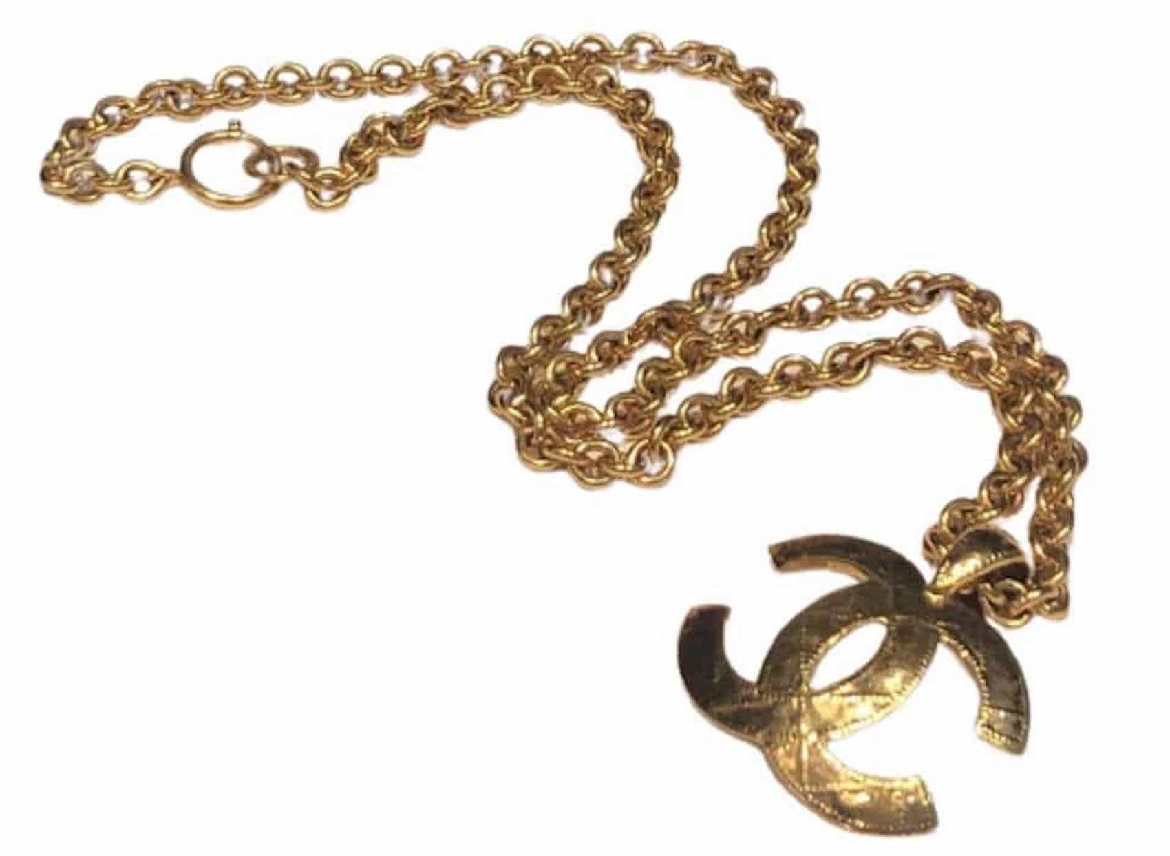 chanel necklace cc gold