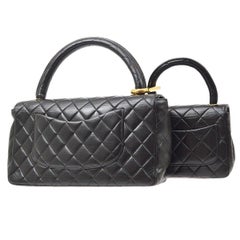 Chanel 1994 Classic Flap Handbag Set in Black Lambskin
