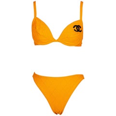 Chanel 1994 Cruise Vintage Orange Logo Quilted Bikini