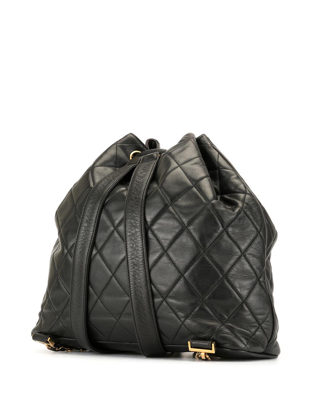 Chanel 1994 Diamond Quilted Drawstring Backpack For Sale 5