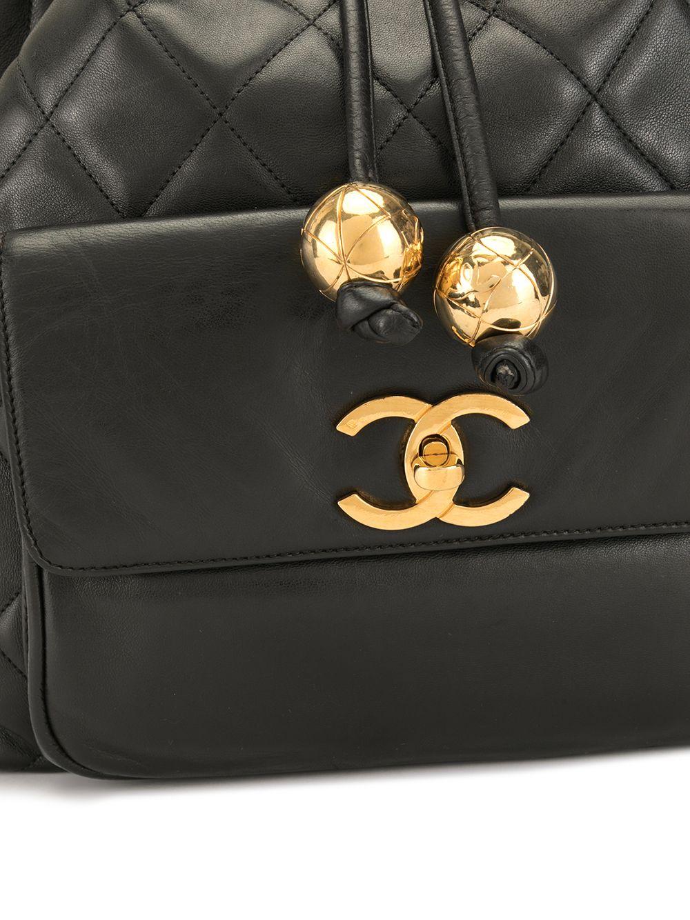 Chanel 1994 Diamond Quilted Drawstring Backpack For Sale 2