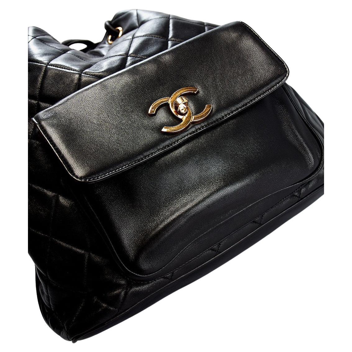 Chanel 1994 Diamond Quilted Drawstring Backpack For Sale 3