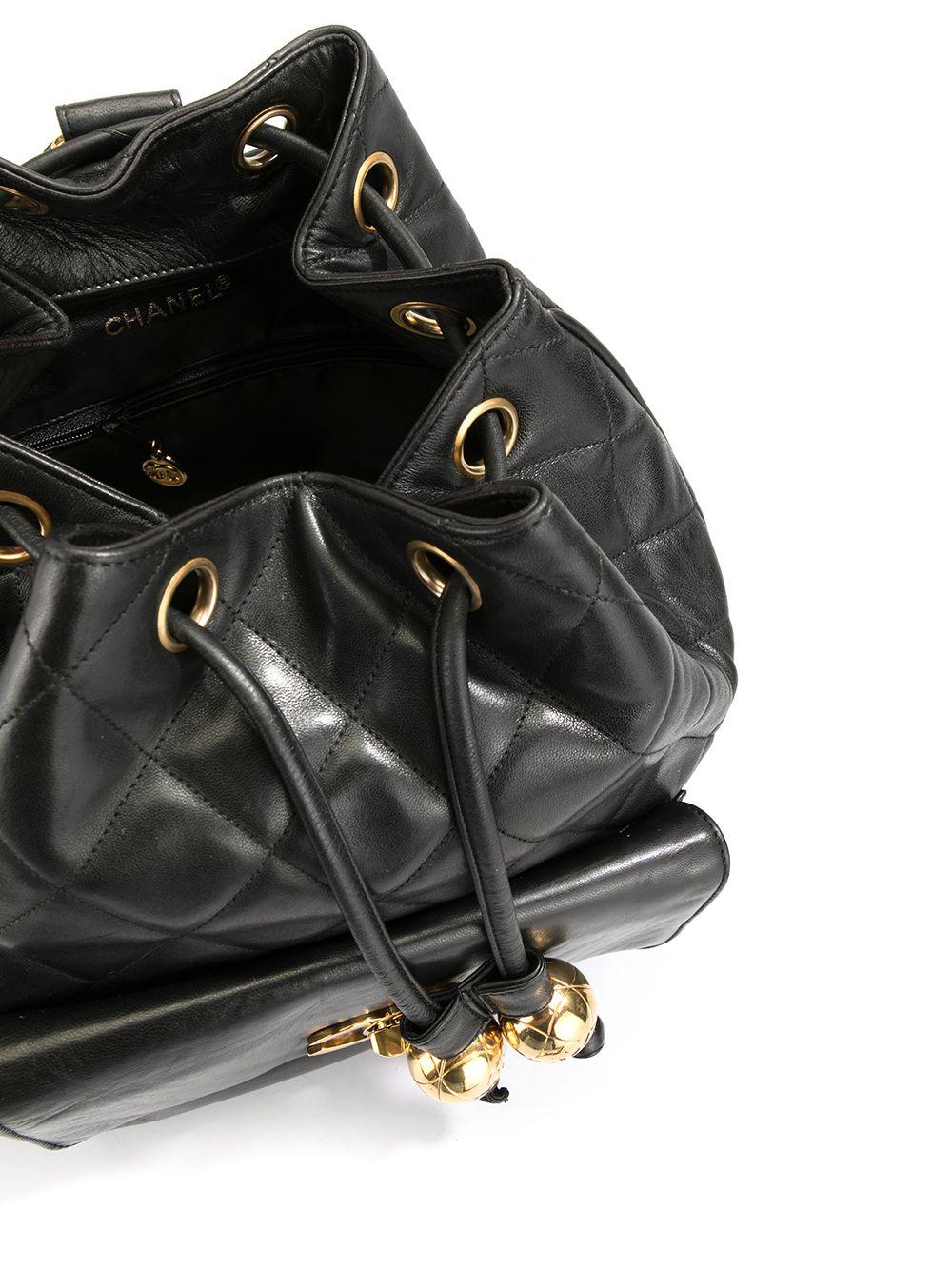 Chanel 1994 Diamond Quilted Drawstring Backpack For Sale 4