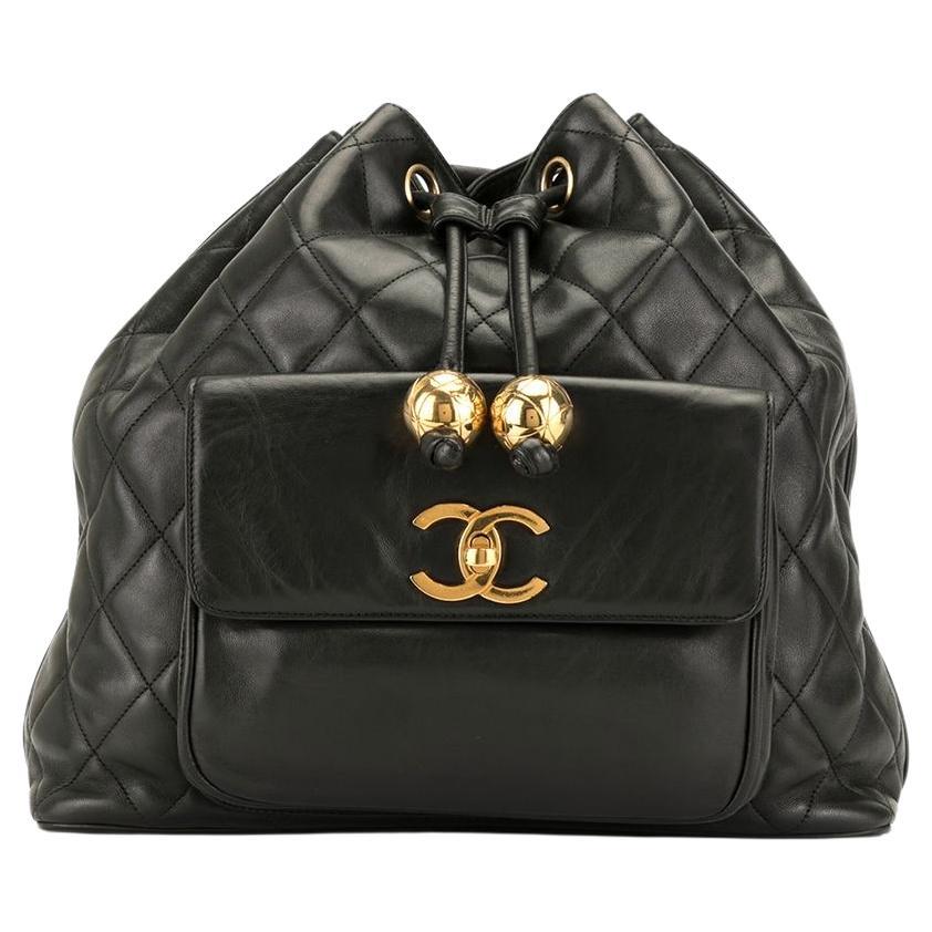 Chanel 1994 Diamond Quilted Drawstring Backpack For Sale
