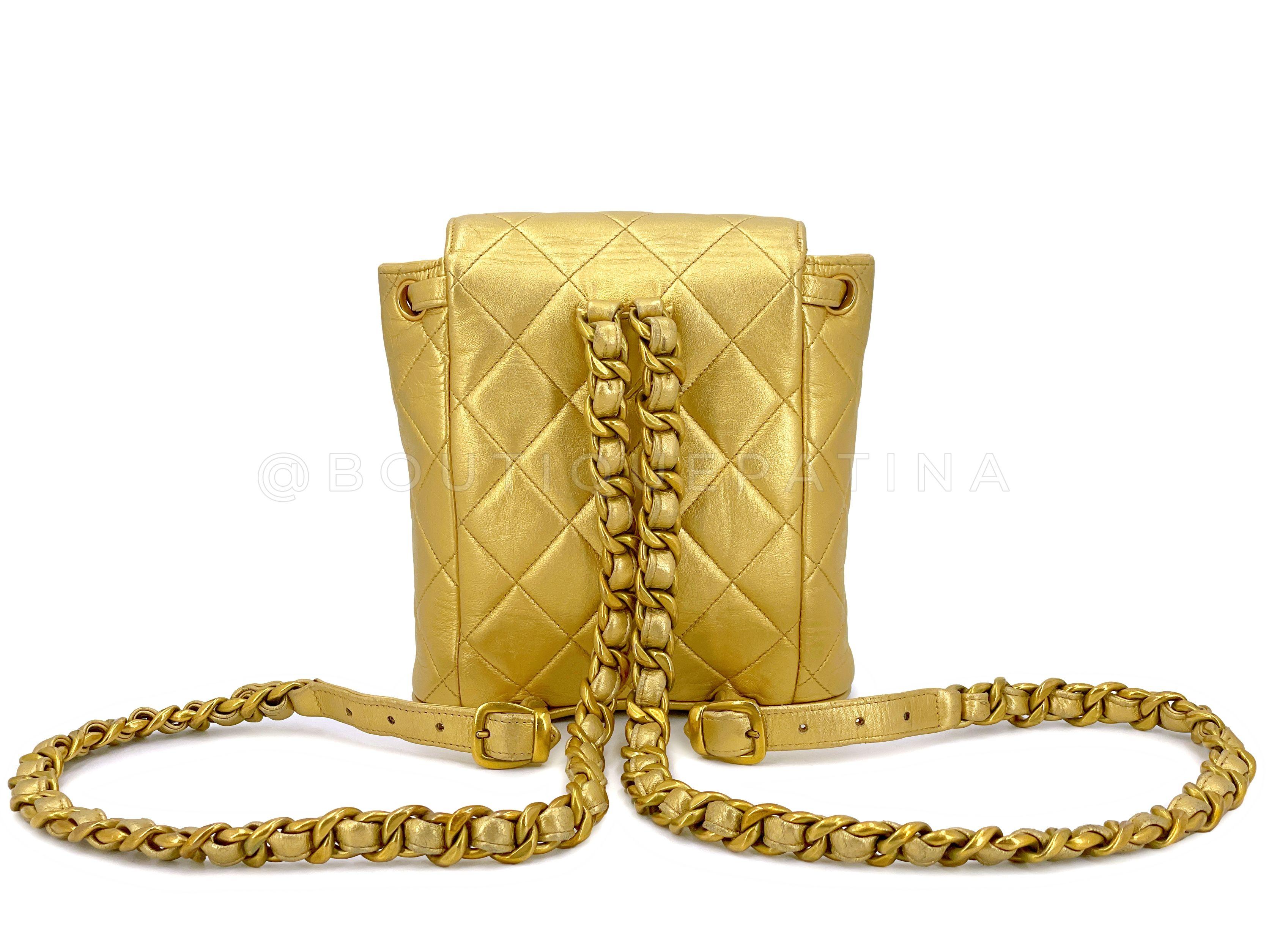 Chanel 1994 Gold Mini Duma Small Backpack Bag 24k GHW 67148 For Sale 1