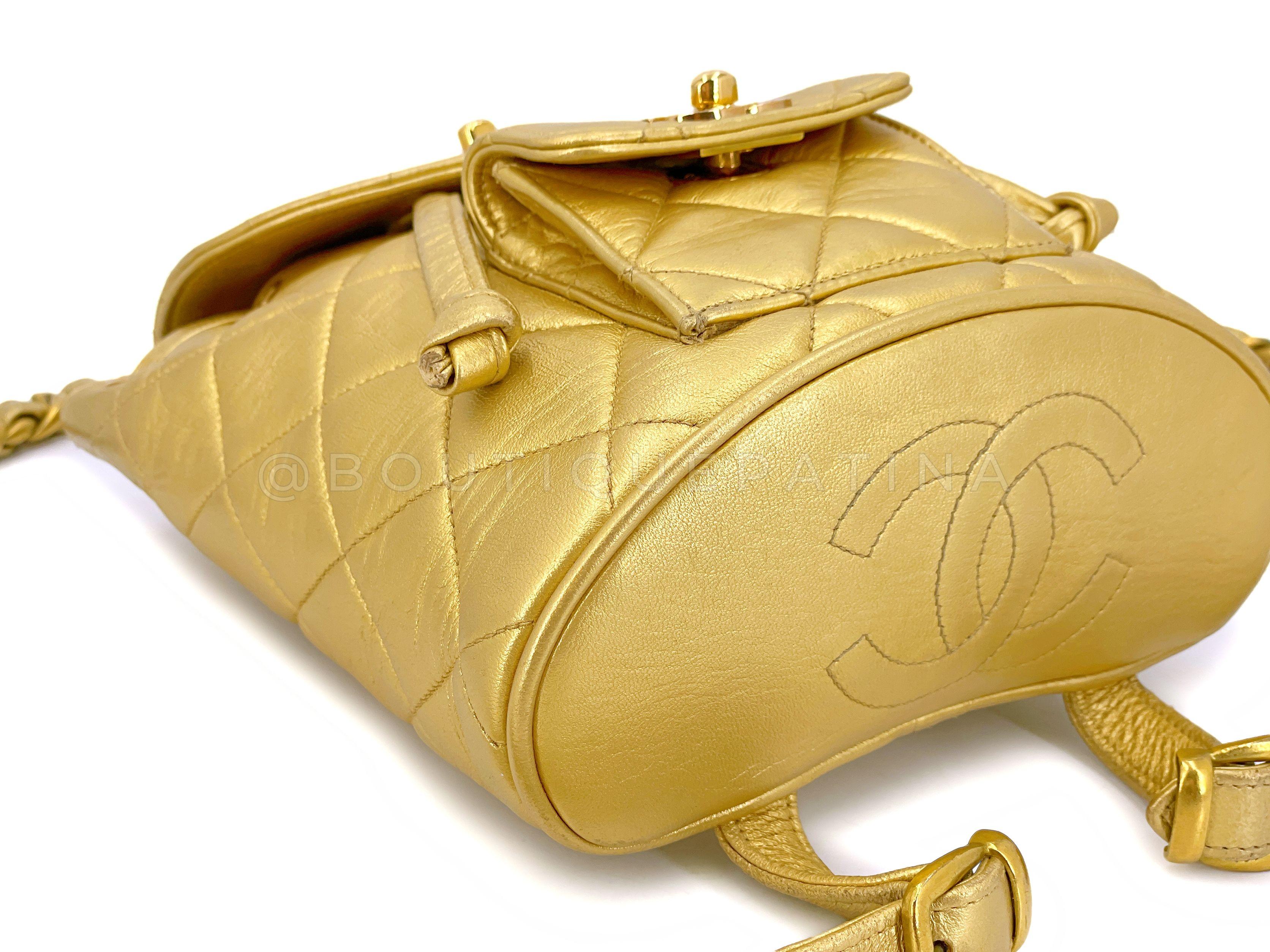 Chanel 1994 Gold Mini Duma Small Backpack Bag 24k GHW 67148 For Sale 3