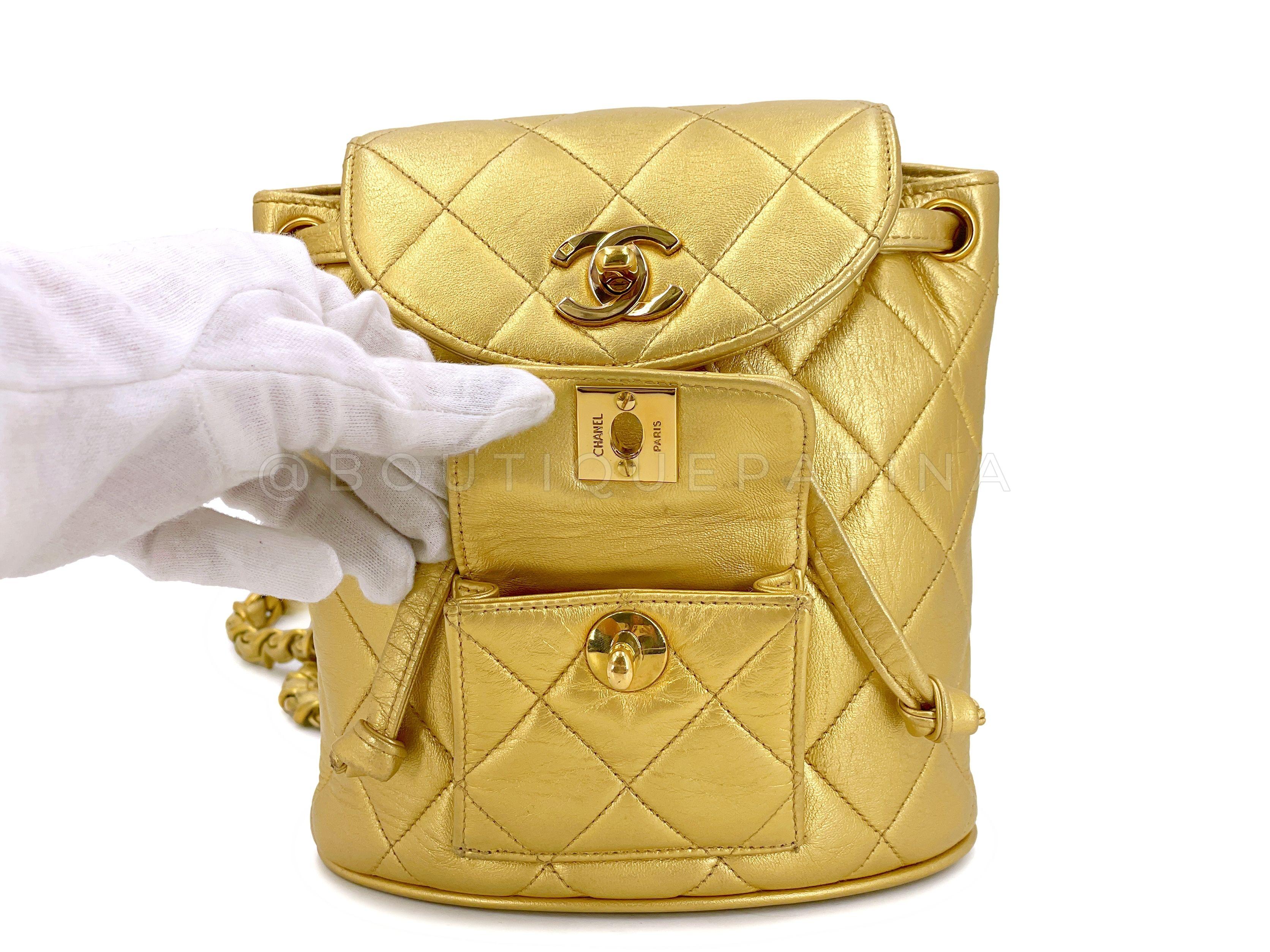 Chanel 1994 Gold Mini Duma Small Backpack Bag 24k GHW 67148 For Sale 4