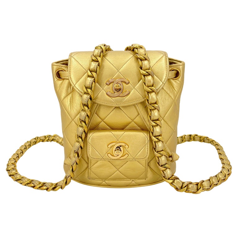 Chanel 1994 Gold Mini Duma Small Backpack Bag 24k GHW 67148 For