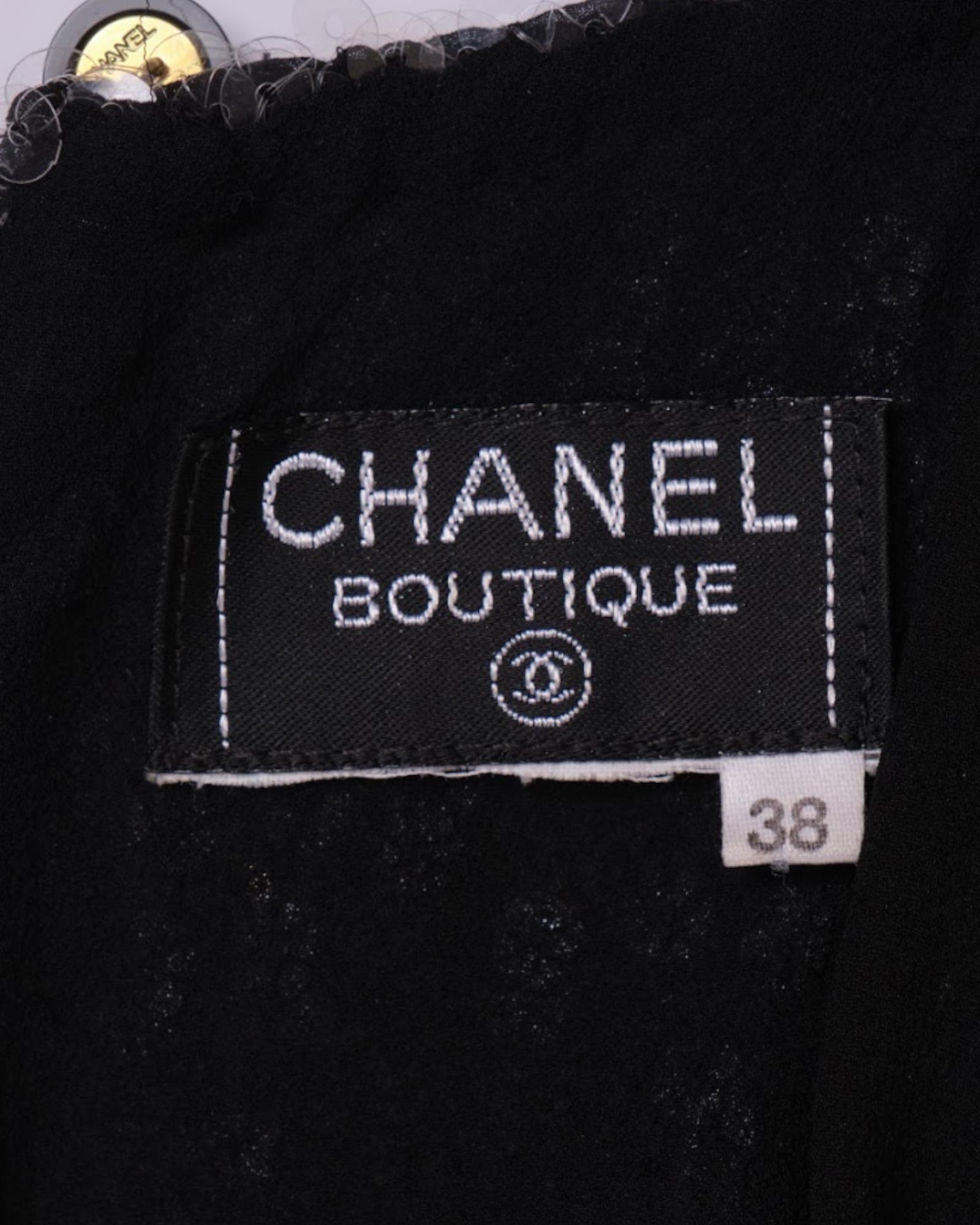 Women's Chanel 1994 Grey Sequin Dress With Lace Collar For Sale
