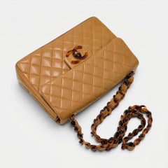 Chanel 1994 Jumbo Lambskin Flap Bag with Tortoiseshell CC & Chain