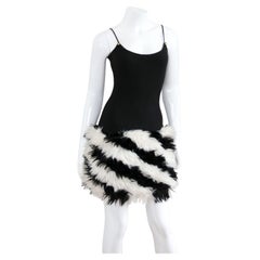 CHANEL 1994 Legendary Black & White Faux Fur Cashmere Dress by Karl Lagerfeld