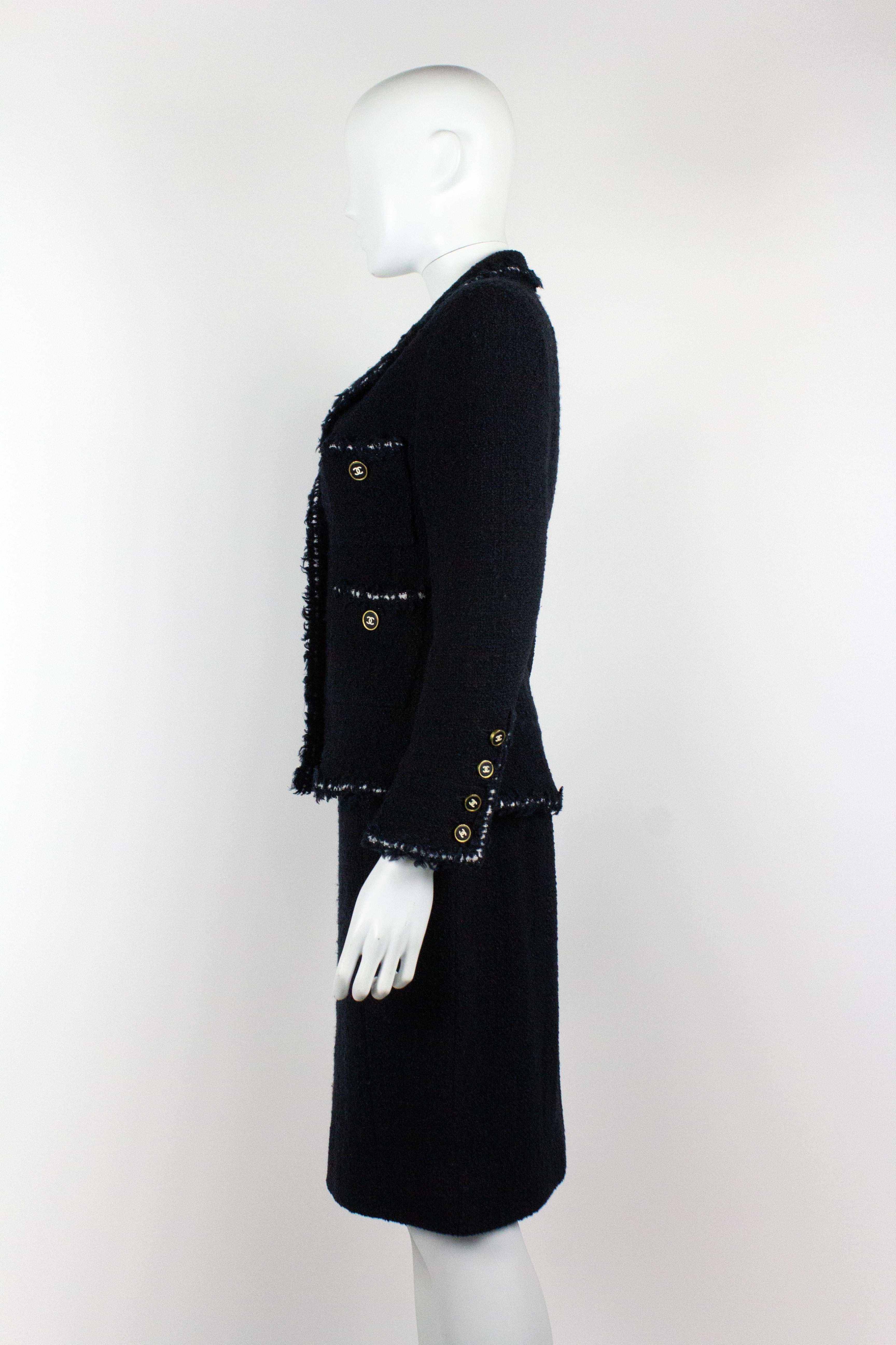 Chanel 1994 Little Black Jacket Suit For Sale 2