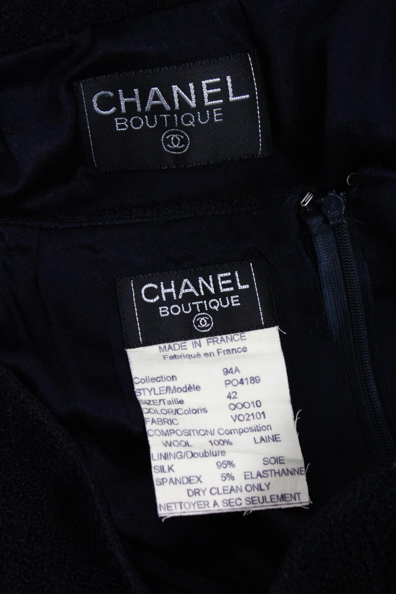 Chanel 1994 Little Black Jacket Suit For Sale 5