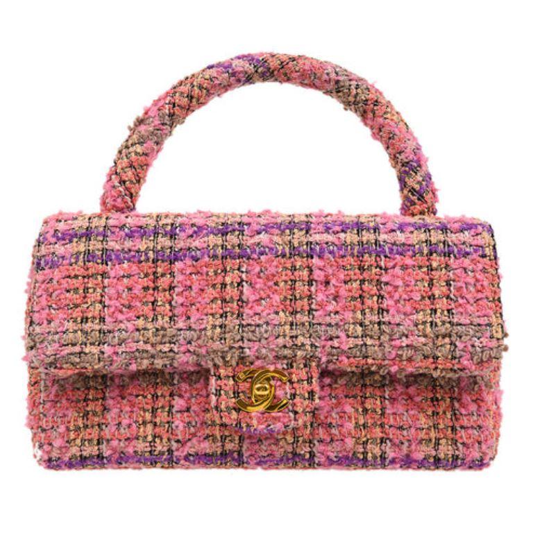 Chanel 1994 Pink Tweed Top Handle Bag For Sale at 1stDibs