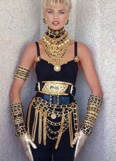Chanel 1994 Seltene 64K vergoldete Kette Halskette aus Leder