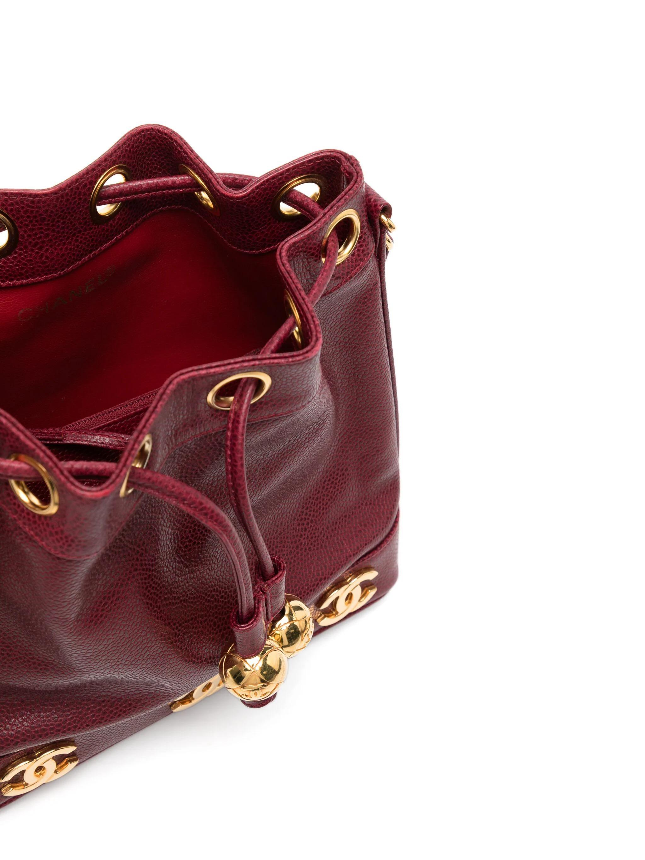 Chanel 1994 Rare Vintage Mini Triple Six CC Logo Crossbody Caviar Tote Bag For Sale 1