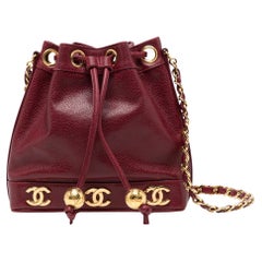 Chanel 1994 Seltene Vintage Mini Triple Six CC Logo Crossbody Caviar Tote Bag, Kaviar