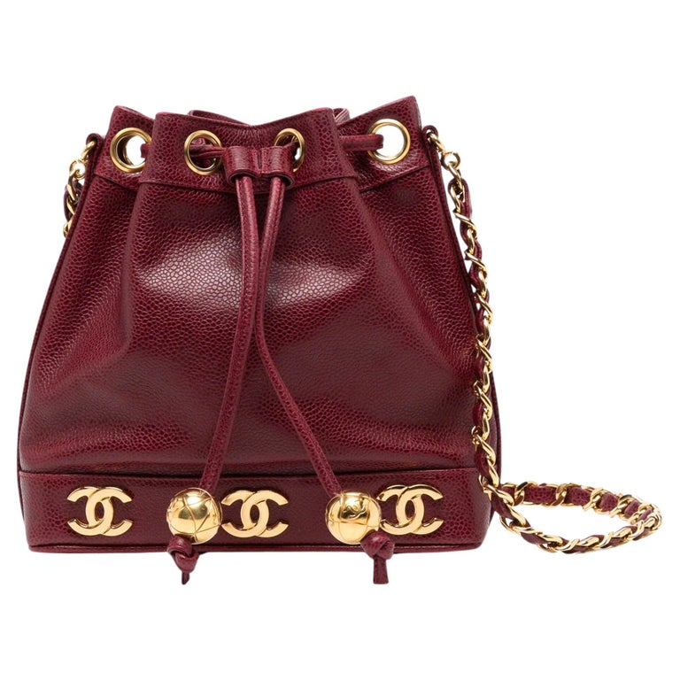 Chanel 1994 Rare Vintage Mini Triple Six CC Logo Crossbody Caviar Tote Bag