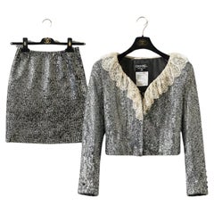 Chanel 1994 Runway Sequin Skirt Suit size 42