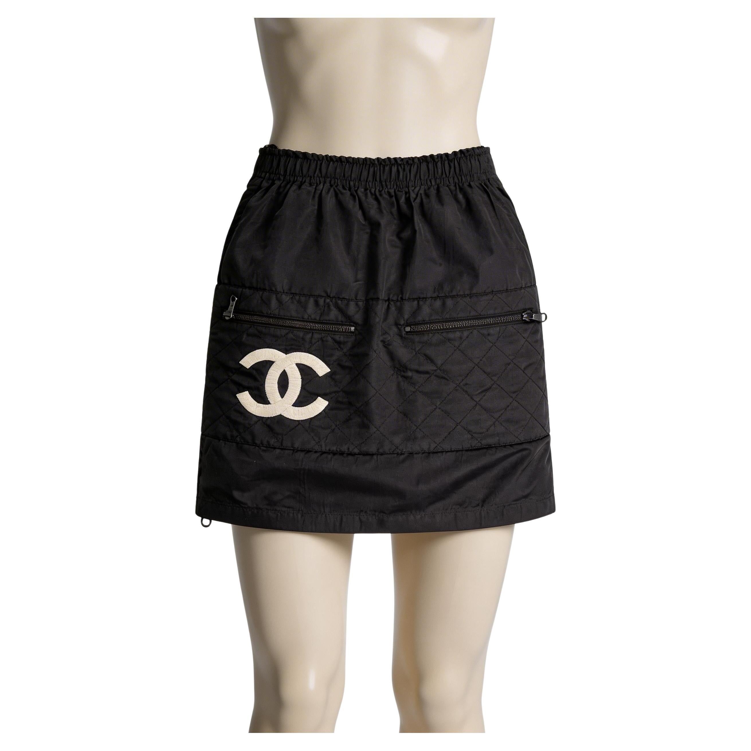 Chanel 1994 Runway Ultra Rare Quilted CC Logo Mini Skirt