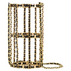 Chanel 1994 Runway Vintage Iconique Cage Chain Bottle Minaudière Shoulder Bag
