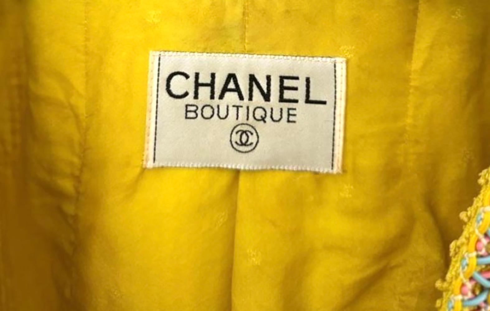 Chanel 1994 Spring Collectors Yellow Tweed Jacket 7