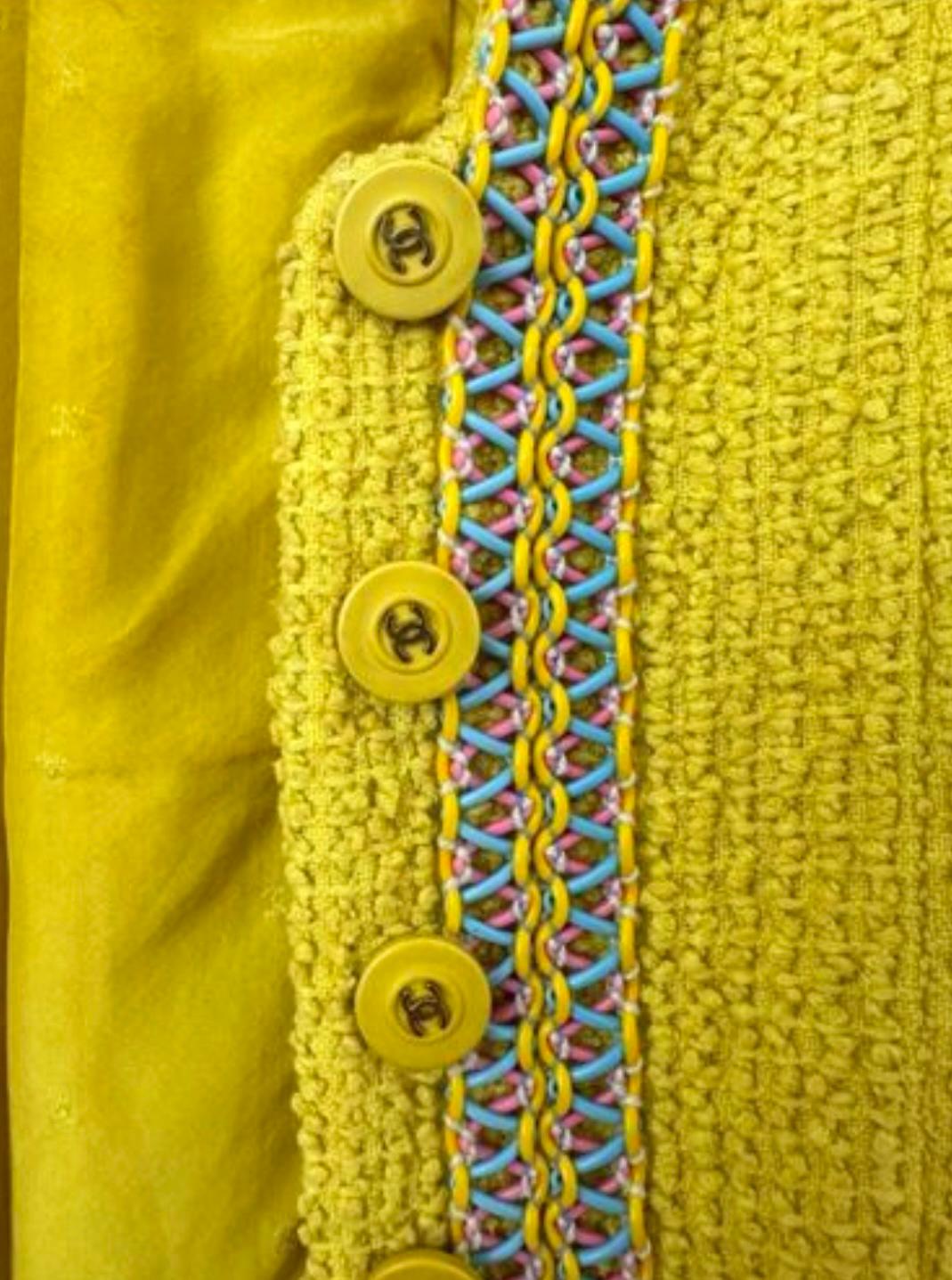 Chanel 1994 Spring Collectors Yellow Tweed Jacket 2