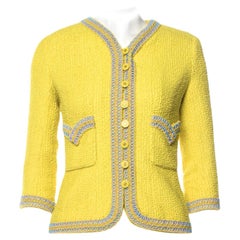Chanel 1994 Spring Collectors Yellow Tweed Jacket