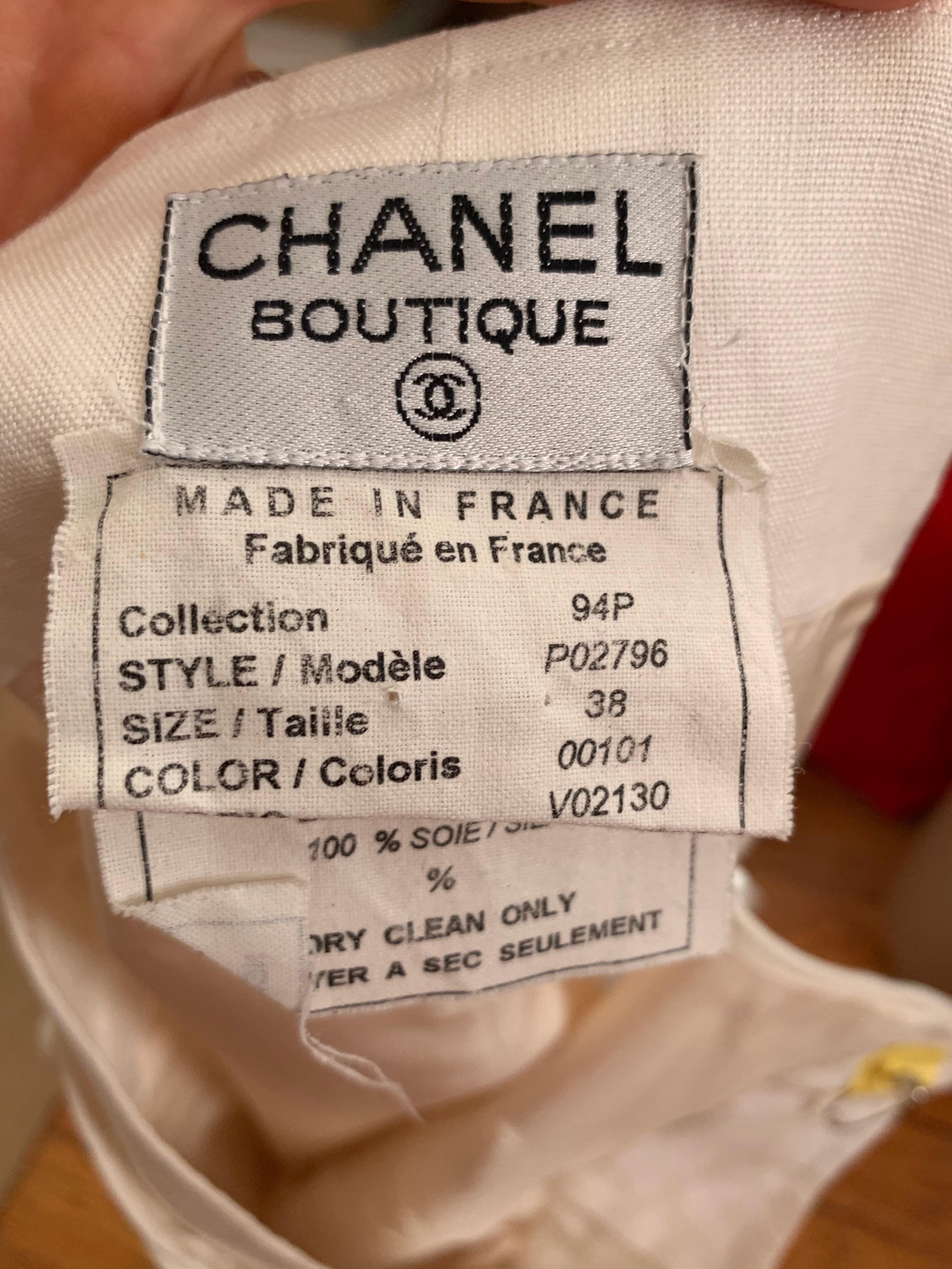 Chanel 1994 Spring Cream Linen Short Skirt Size 4. For Sale 8