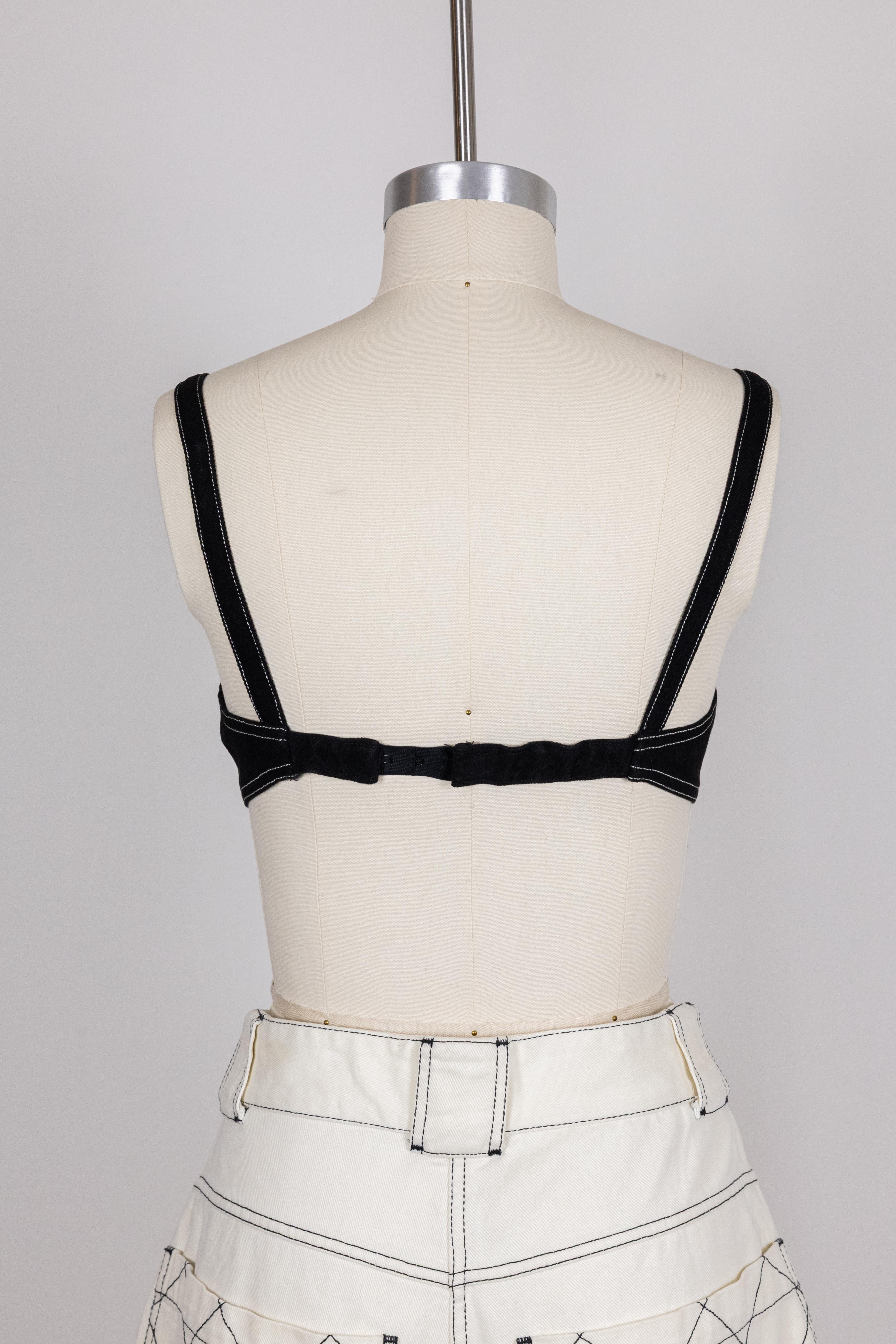 Chanel 1994 Frühjahr/Sommer Vintage Schwarz Denim BH Bustier im Angebot 7