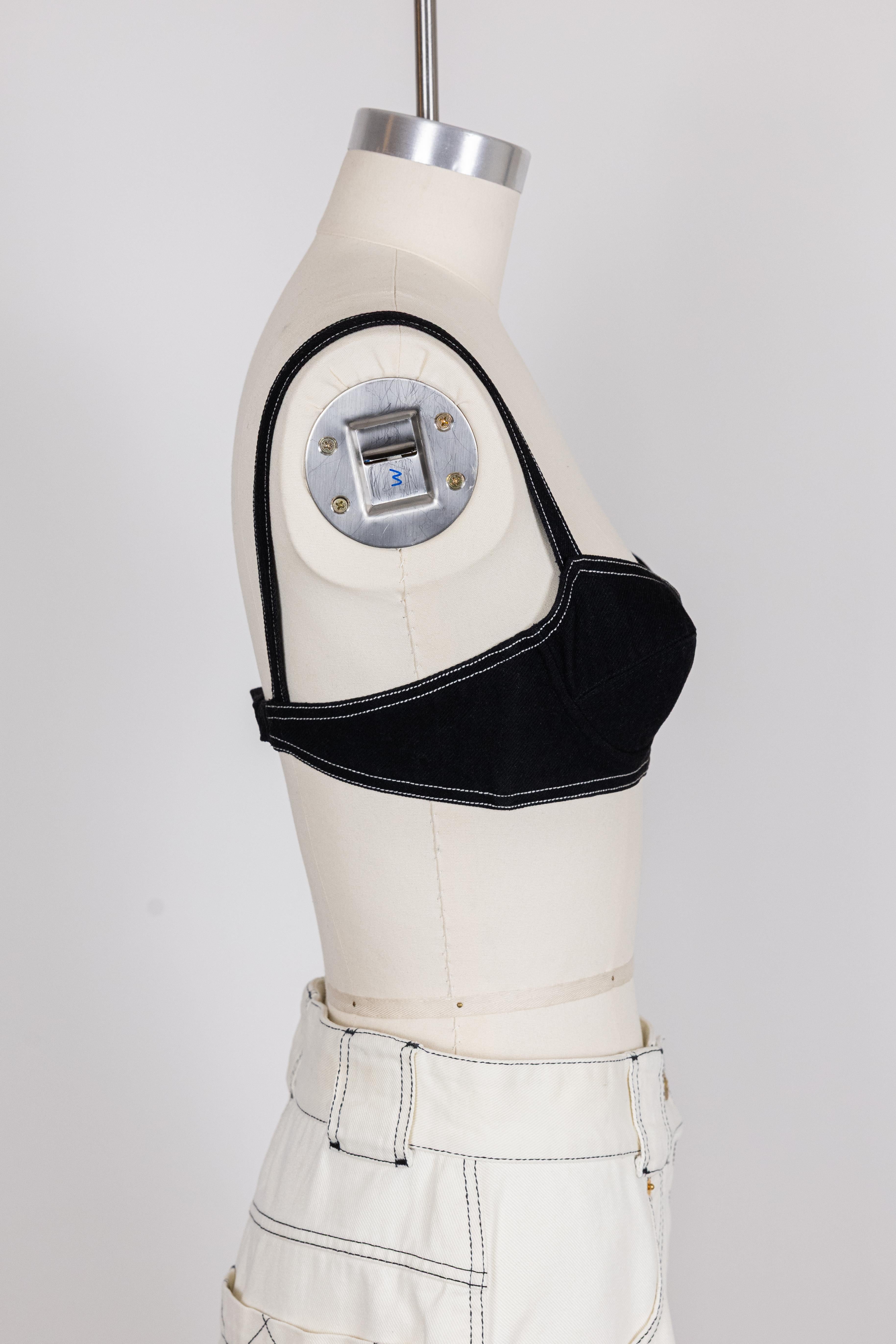 Chanel 1994 Frühjahr/Sommer Vintage Schwarz Denim BH Bustier im Angebot 8