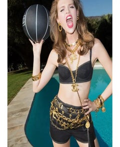 Chanel 1994 Spring/Summer Vintage Black Denim Bra Bustier