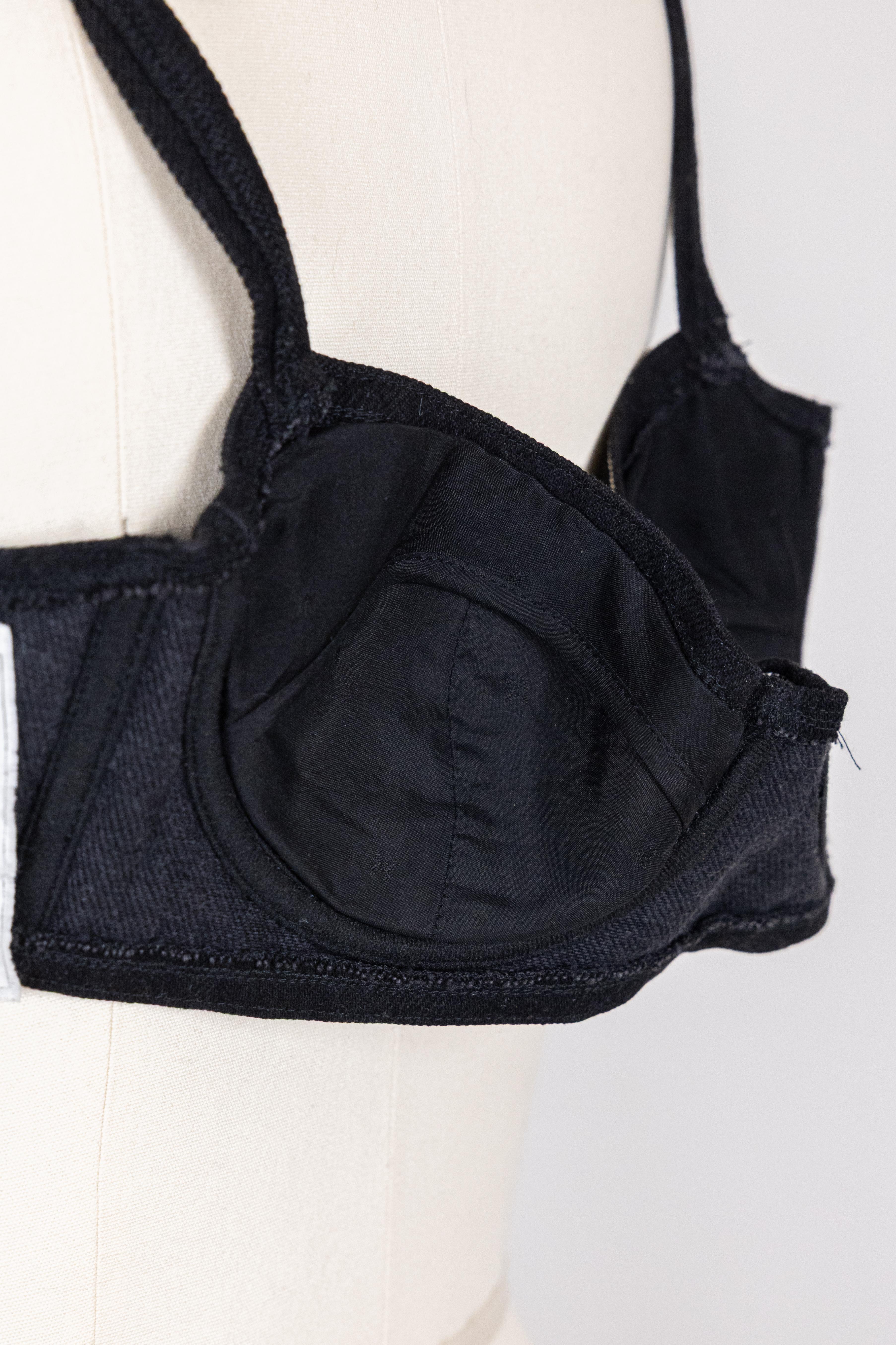 Chanel 1994 Frühjahr/Sommer Vintage Schwarz Denim BH Bustier im Angebot 1