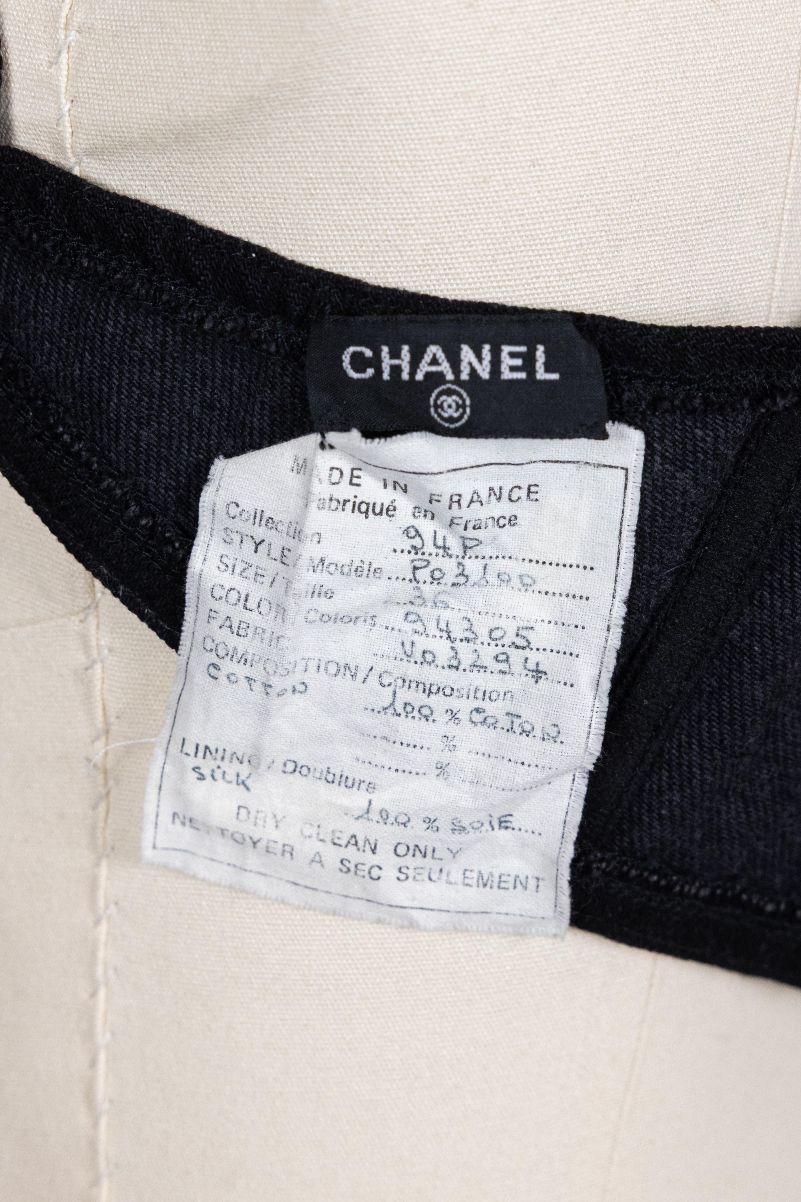 Chanel 1994 Frühjahr/Sommer Vintage Schwarz Denim BH Bustier im Angebot 2