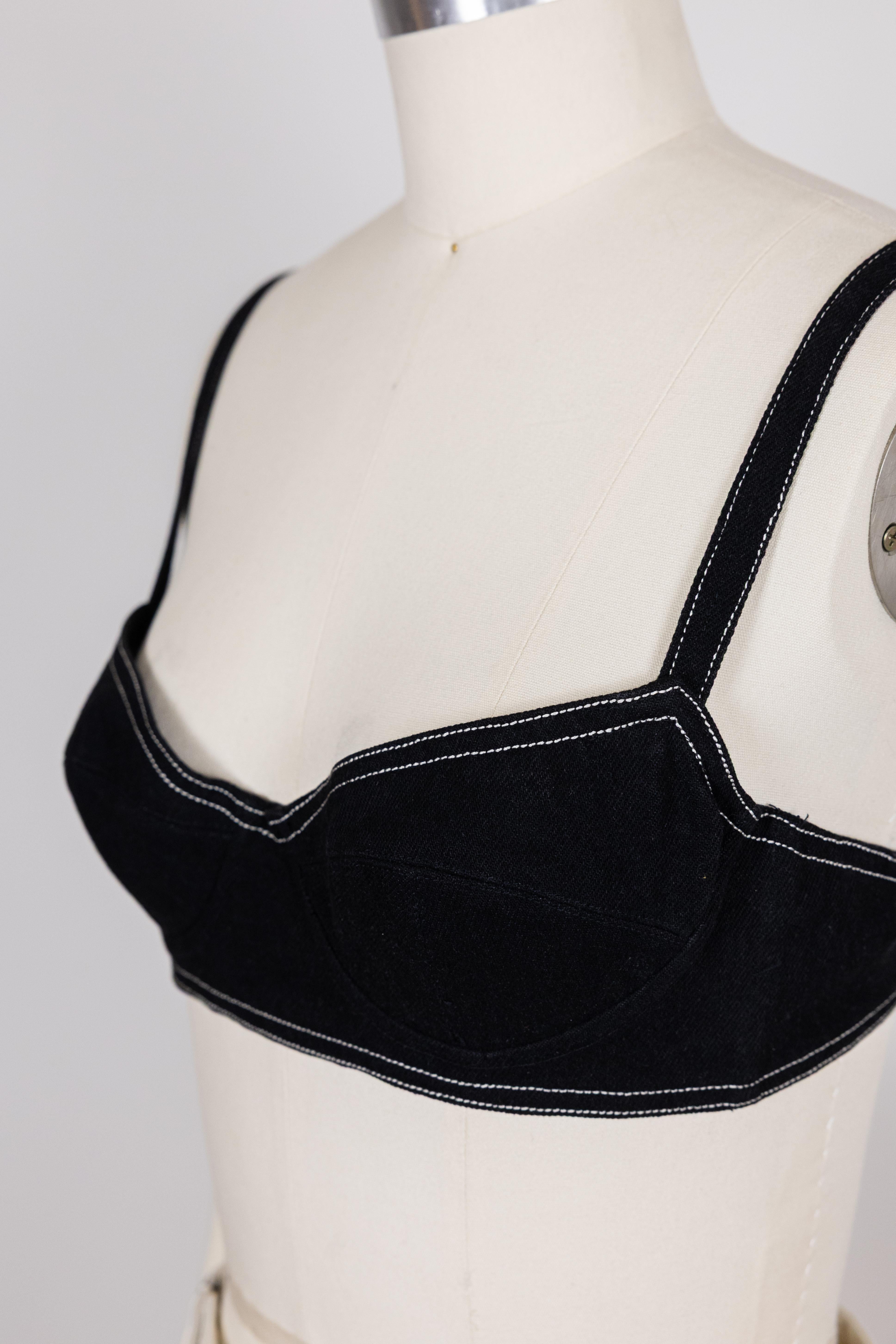 Chanel 1994 Frühjahr/Sommer Vintage Schwarz Denim BH Bustier im Angebot 5