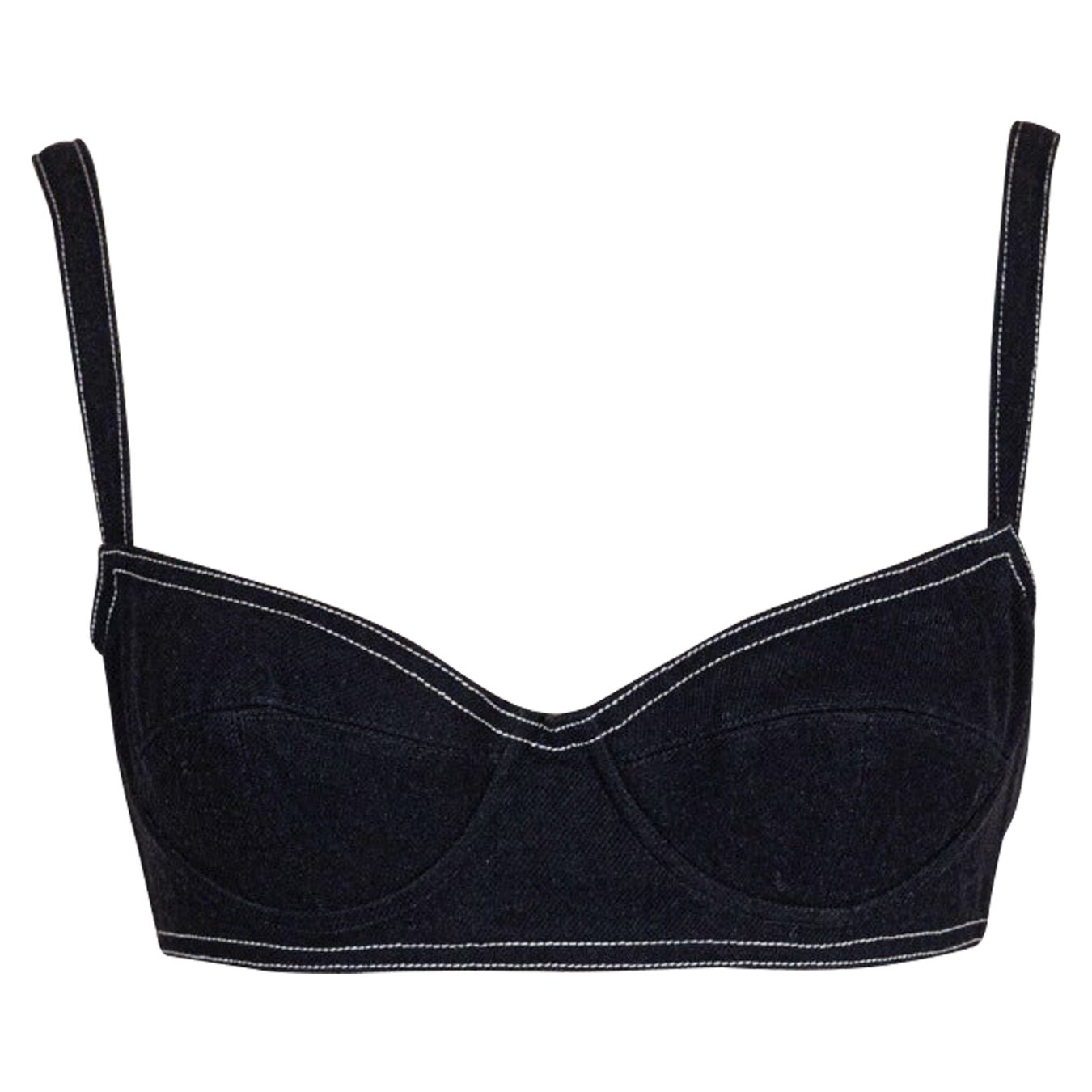 Chanel 1994 Frühjahr/Sommer Vintage Schwarz Denim BH Bustier im Angebot