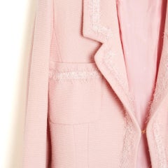 Chanel 1994 Veste FR38 Pink Wool Tweed Long Jacket UK10 US8