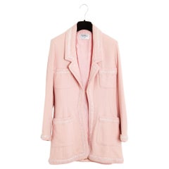 Chanel 1994 Veste FR38 Pink Wool Tweed Long Jacket UK10 US8