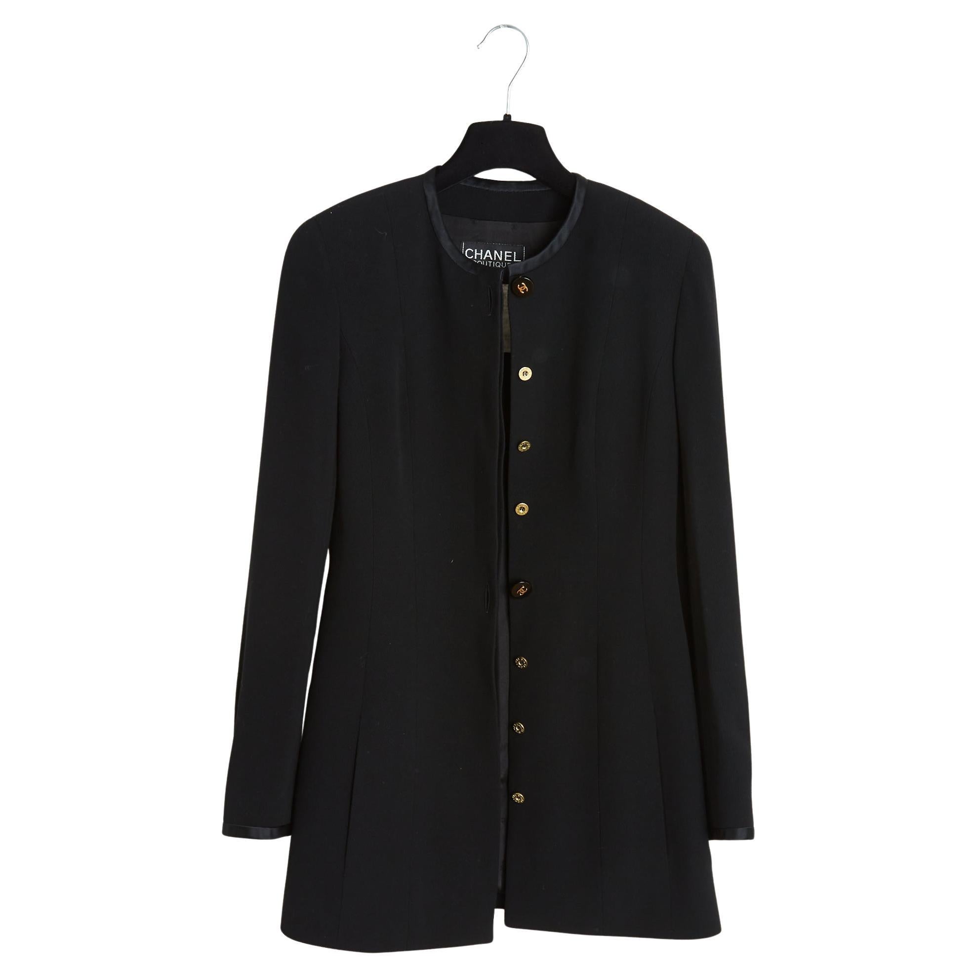 Chanel 1994 Veste Maxi Robe Mini FR36 Black Wool Maxi Jacket Mini Dress UK8 US4