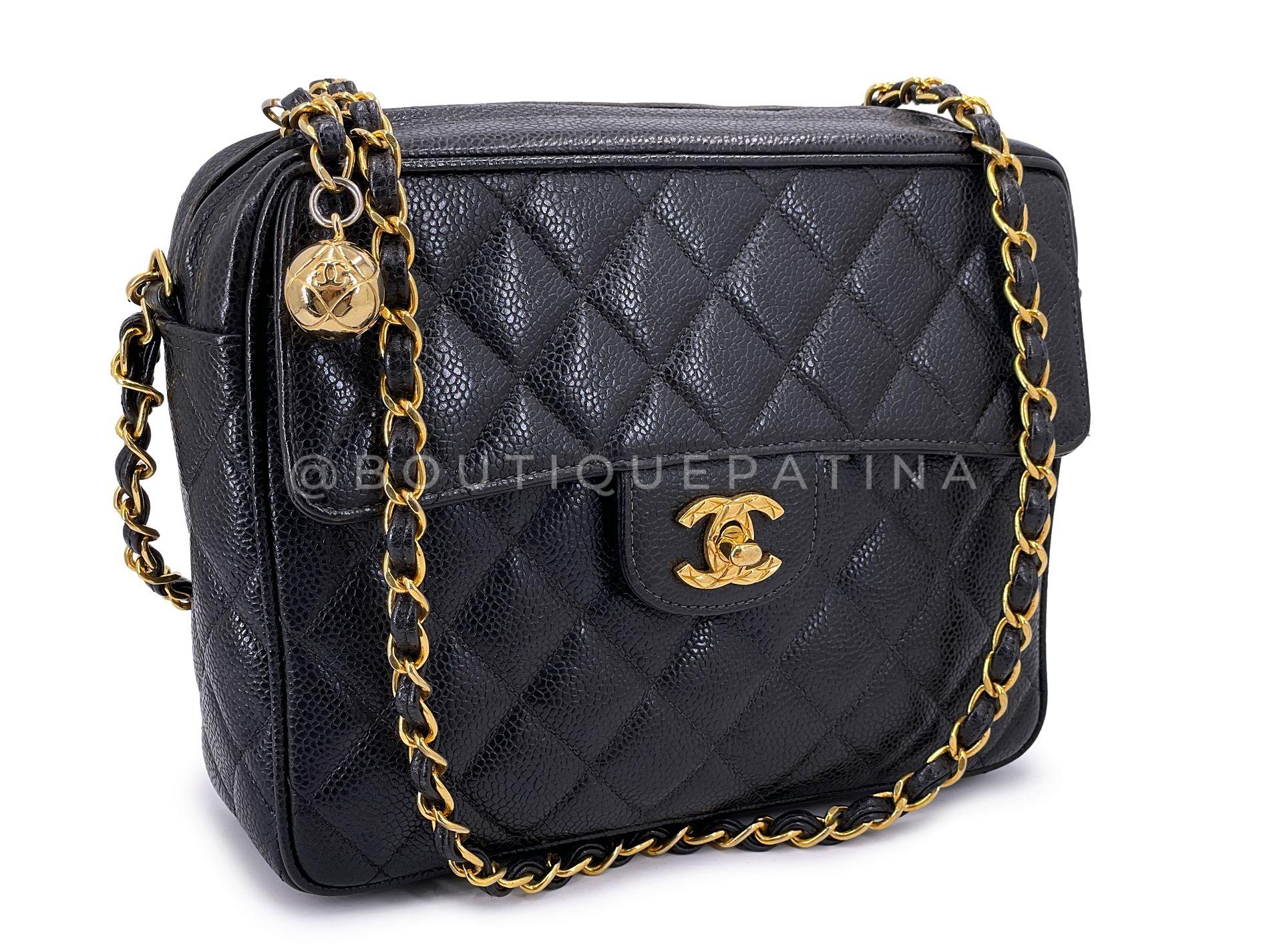 Store item: 68611
Vintage caviar bags are extremely hard to find -- usually vintage Chanel bags are in lambskin. The combination of the pebbled calfskin with the 24k gold plated hardware is a holy grail for many Chanel enthusiasts.
This Chanel 1994