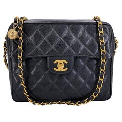 Chanel 1994 Vintage Black Caviar Classic Flap Camera Case Bag 24k GHW 68611