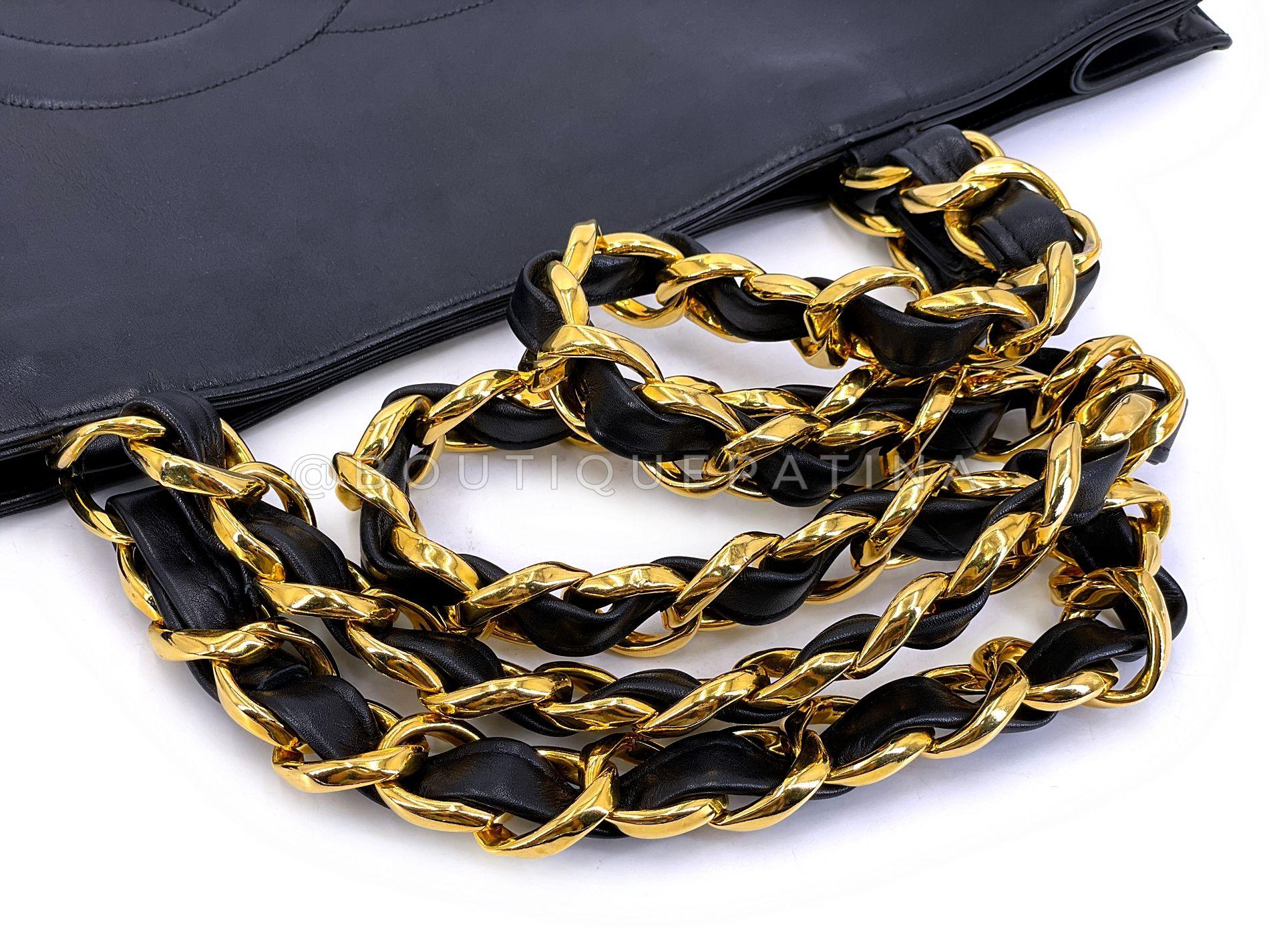 Chanel 1994 Vintage Black Chunky Chain Classic Tote Bag 24k GHW 68387 en vente 5