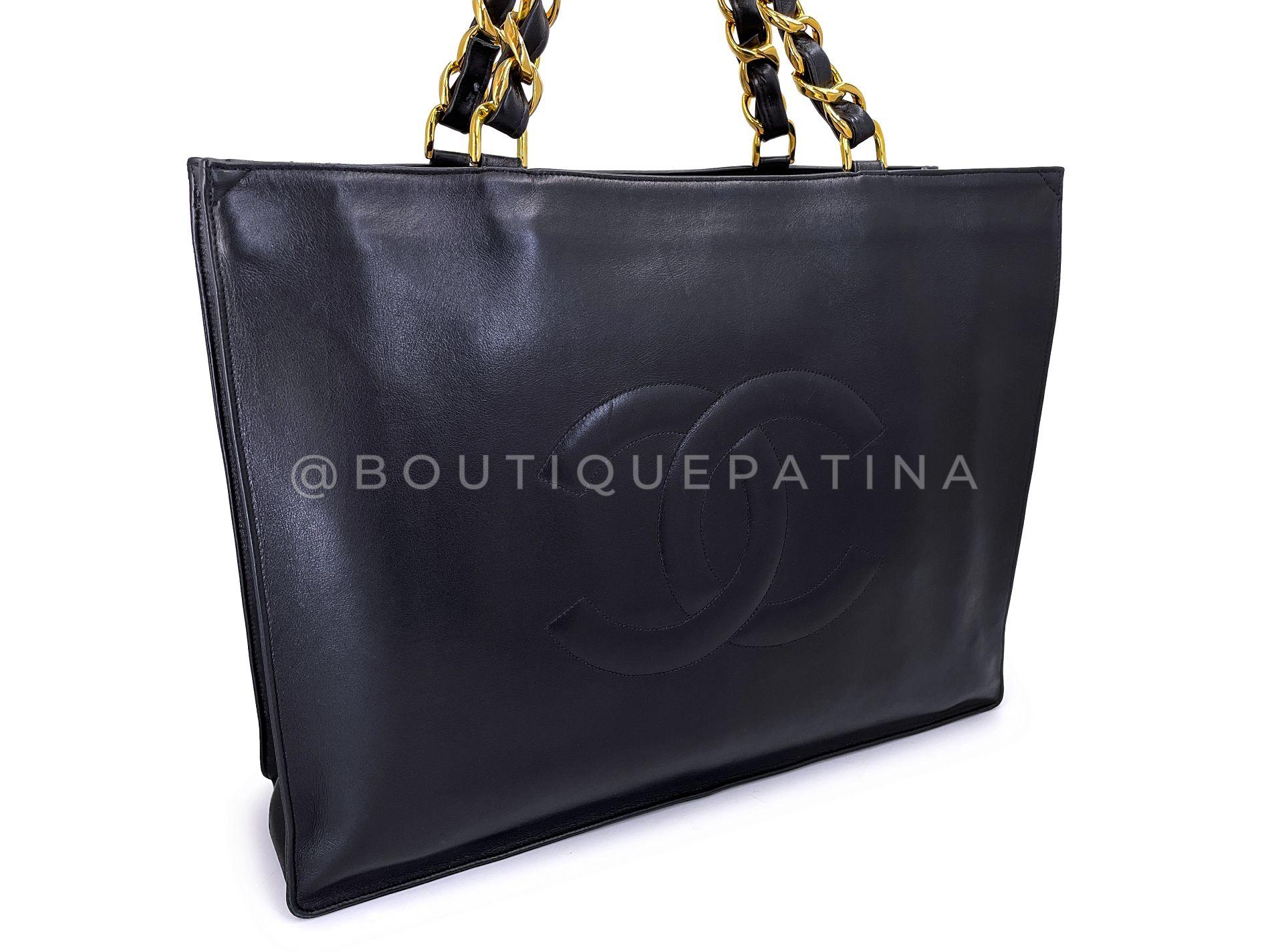 Noir Chanel 1994 Vintage Black Chunky Chain Classic Tote Bag 24k GHW 68387 en vente
