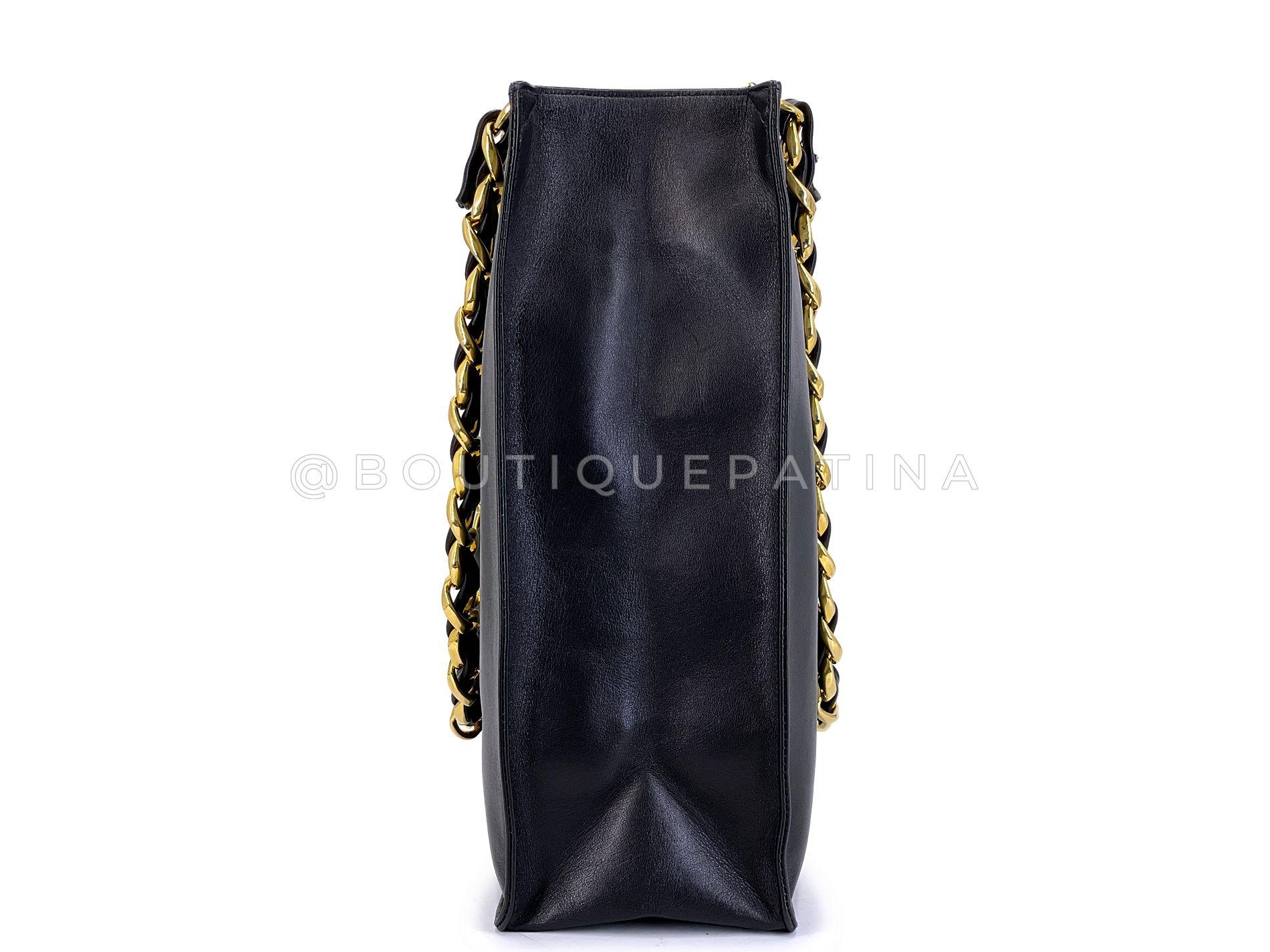 Chanel 1994 Vintage Black Chunky Chain Classic Tote Bag 24k GHW 68387 Excellent état - En vente à Costa Mesa, CA