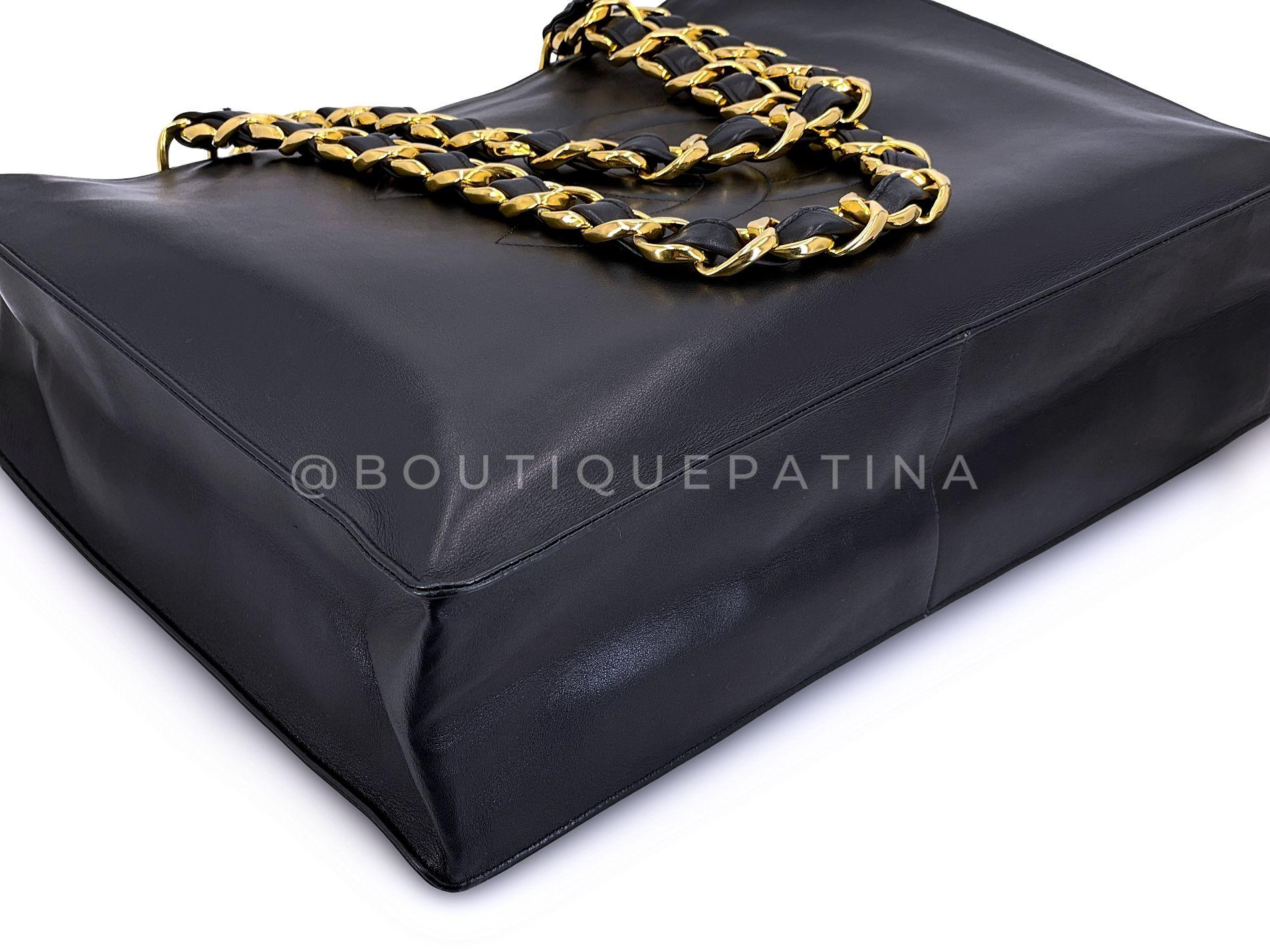 Chanel 1994 Vintage Black Chunky Chain Classic Tote Bag 24k GHW 68387 en vente 2