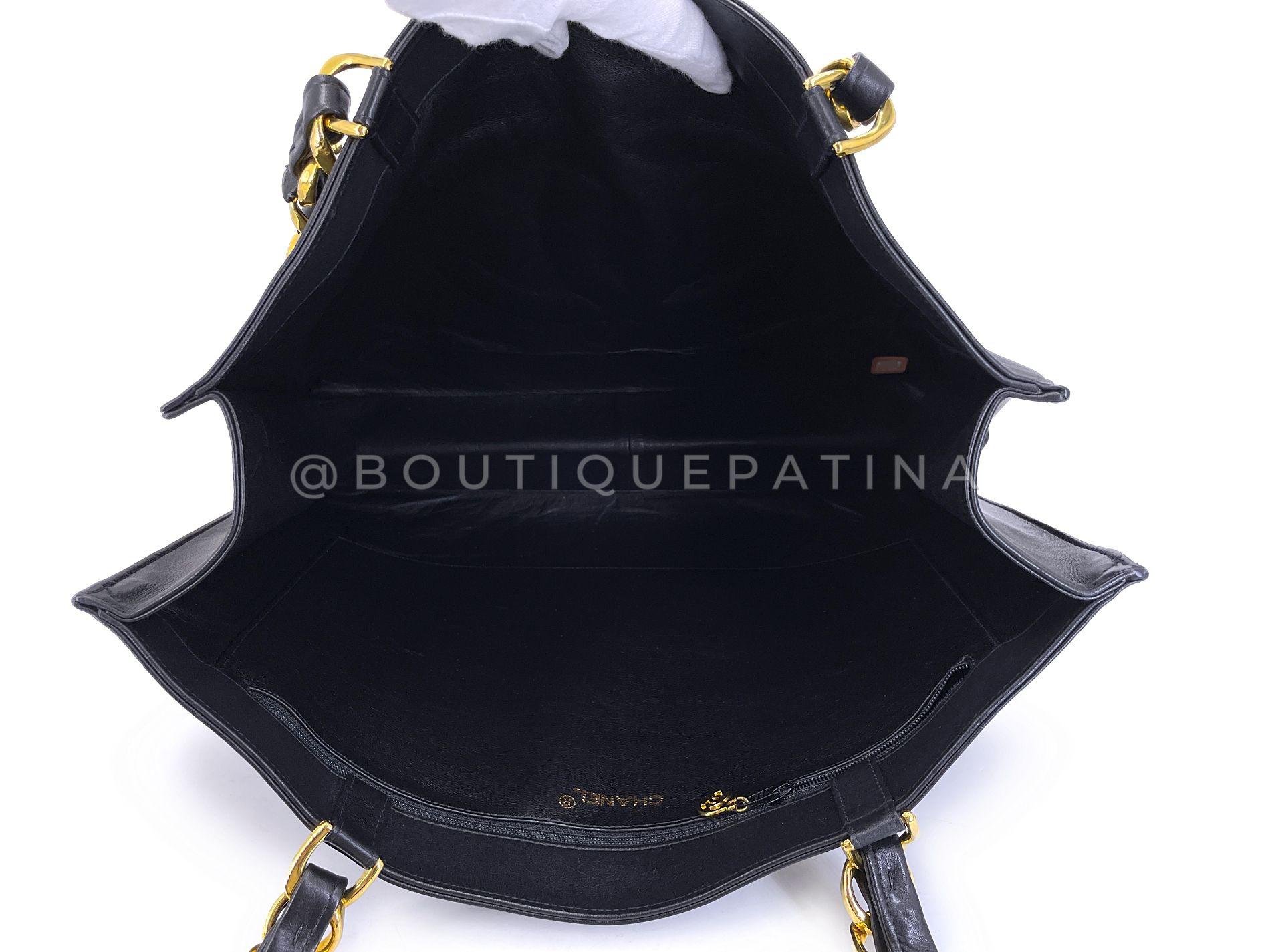 Chanel 1994 Vintage Black Chunky Chain Classic Tote Bag 24k GHW 68387 en vente 4