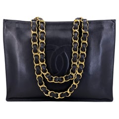 Chanel 1994 Vintage Black Chunky Chain Classic Tote Bag 24k GHW 68387